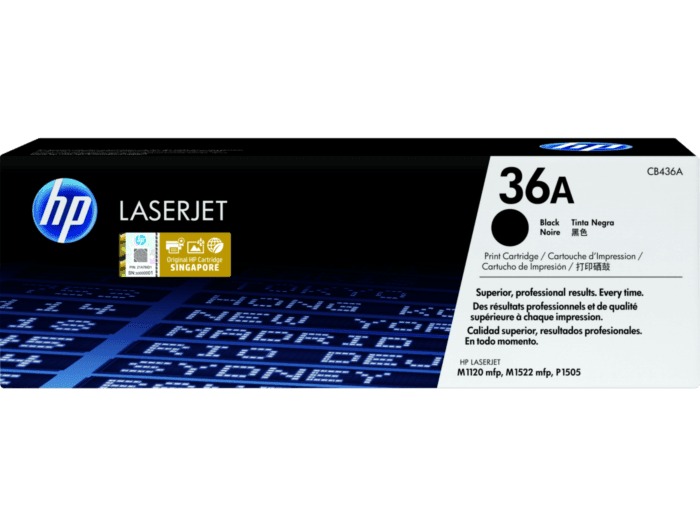 HP CB436A original toner product packaging