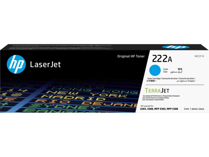 HP W2221/2/3A original toner product packaging