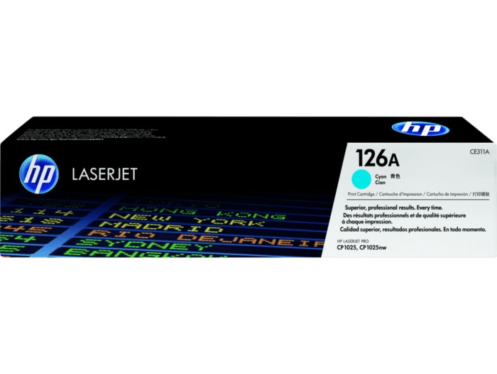 HP CE311/2/3A (CYM) original toner product packaging