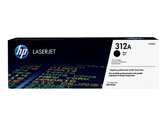 HP CF380A 312A Black original toner product packaging