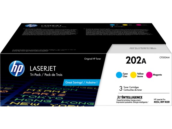 HP CF500/1/2/3A CMY original toner product packaging